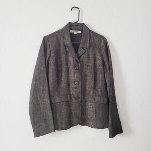 Flax Women's Linen Lagen Look Gray Minimalist Blazer